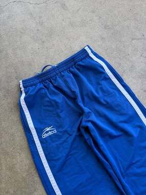 Vintage Atletica Blue Track Pants with White Side Stripes